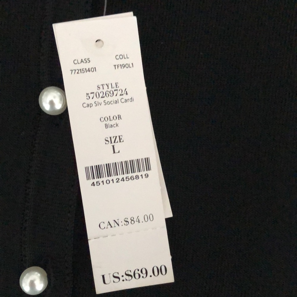 WHBM Cap sleeve cardigan in black with Pearl Buttons - Picture 6 of 9